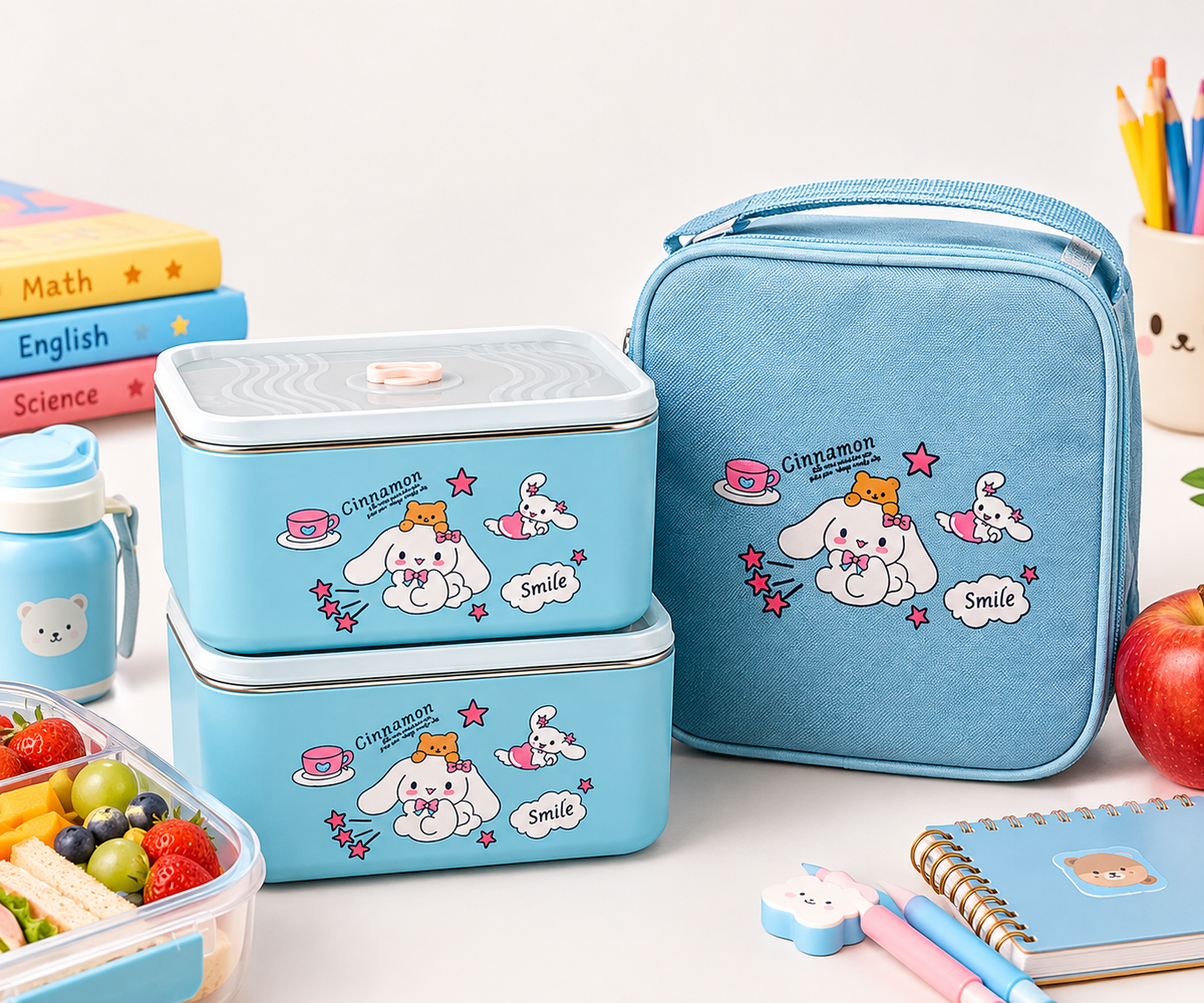 Set Lunch Box enfant 3 pièces avec sac isotherme  طقم لانش بوكس أطفال 3 قطع مع حقيبة عازلة